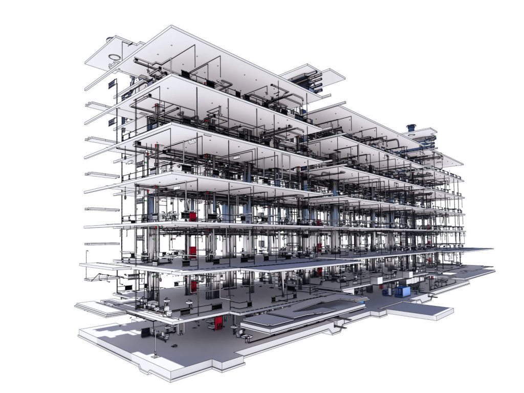 Conceptual visualization of the BIM model utilities of the building